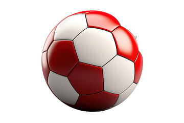 Fototapeta premium Football championship Design banner. Illustration banner with logo Realistic red glossy soccer ball isolated on PNG Background. Generative Ai.
