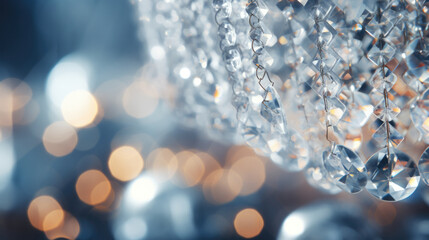 Chrystal chandelier close-up. Glamour background with copy space - obrazy, fototapety, plakaty