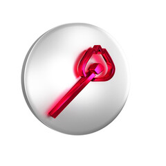Red Burning match with fire icon isolated on transparent background. Match with fire. Matches sign. Silver circle button.