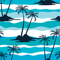 Abstract Floral coconut trees seamless pattern with leaves. tropical background	
