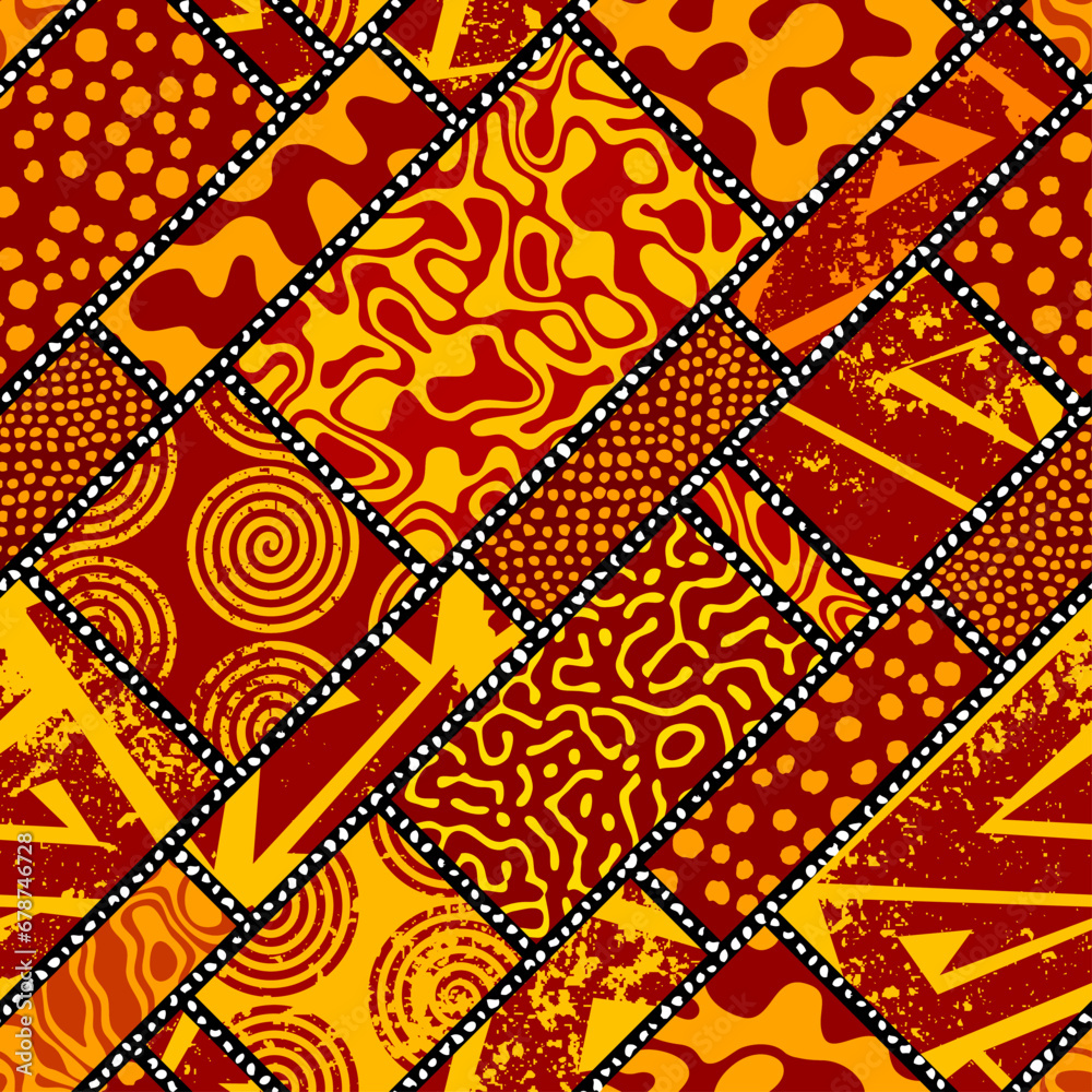 Poster grunge geometric vector seamless pattern made in ethnic style. african traditional design. creative 