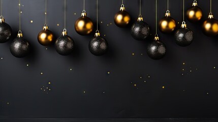  a black and gold christmas ornament hanging from a line of gold and silver christmas ornament hanging from a line of gold and black christmas ornament hanging from a line. - Powered by Adobe