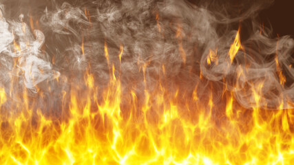 Fire background. Tongues of flame with smoke. Burning background. Concept of fire due to violation...