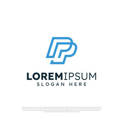 Minimalist letter P line logo design vector template