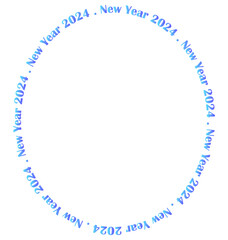 New year 2024. Christmas. Blue round frame isolated on white. Vector frame for photo, text. picture, card, invitation, poster