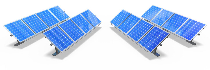 3d Solarpanele für die Stromerzeugung aus Sonnenenergie, freigestellt mit transparenten Hintergrund - 678748903