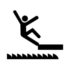 Falling Of Saw Moving Hazard Black Icon,Vector Illustration, Isolate On White Background Label. EPS10