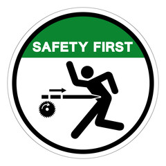 Safety First Kickback Hazard Symbol Sign, Vector Illustration, Isolate On White Background Label .EPS10