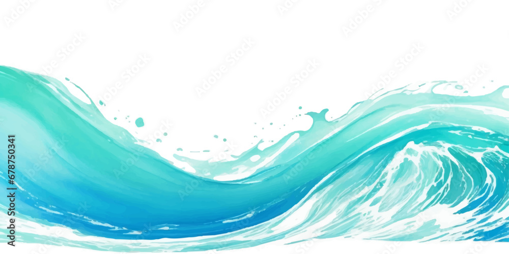 Wall mural transparent abstract soft blue and green abstract water color ocean wave texture background. banner 