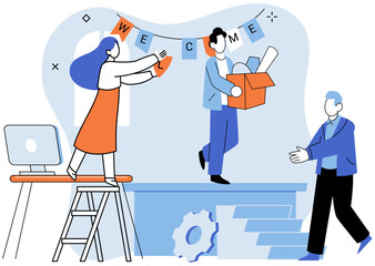 Working together. Vector illustration. Working together as cohesive group yields greater results thindividual efforts The working together metaphor emphasizes power synergy in achieving common goals