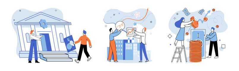 Successful business. Vector illustration. Successful teamwork requires effective communication Strategy and collaboration drive progress in projects Creativity and innovation are essential for finding