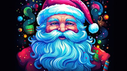  a close up of a santa clause wearing a santa hat and holding a candy cane in one hand and a candy cane in the other hand, on a black background.