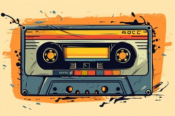 Naklejka premium Cassette tapes remained popular in 90s