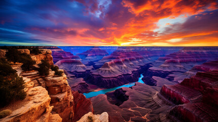 Aerial view of grand canyon sunset