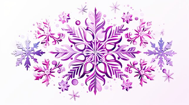  a snowflake is shown on a white background with pink and purple snowflakes on the bottom and bottom of the snowflake are snowflakes.