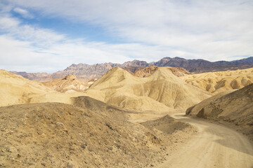 Gravel road through 20 Mule Team Canyon at Death Valley National Park, California