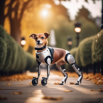 Robot dog at public park
