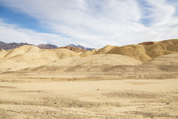 Fototapeta na wymiar Rock formations at 20 Mule Team Canyon at Death Valley National Park, California