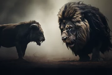 Foto op Plexiglas lion and lioness © Nature creative