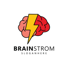 Brain and lightning logo design inspiration