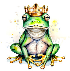 Żaba książę w koronie - obrazy, fototapety, plakaty