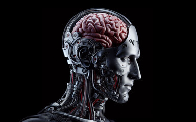 A robot with a human brain The combination of people and AI Artificial intelligence with human thinking