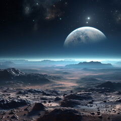 Obraz premium the moon over the space created with Generative Ai