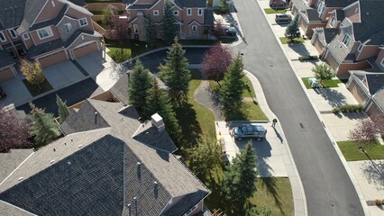 Aerial shot of the suburban Calgary city in Alberta province, Canada