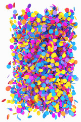 Close-up of Christmas colored confetti on a white background. 3d rendering illustration