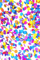 Close-up of Christmas colored confetti on a white background. 3d rendering illustration