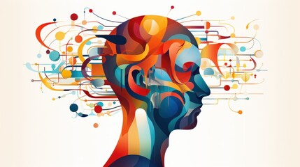 Mind-Body Connection. Synchronized mind and body have primary benefits to life. Human with energy flow waves. Harmonious Blend of Mind and Body