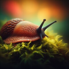 Snail on a leaf macro insect background