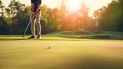 golfer taking a precise putt generative ai