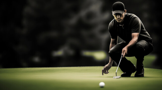 golfer taking a precise putt generative ai