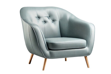 Naklejka premium Modern gray leather armchair on transparent background