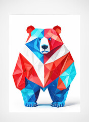 minaccioso orso realizzato in cartoncino colorato ripiegato in stile origami - obrazy, fototapety, plakaty