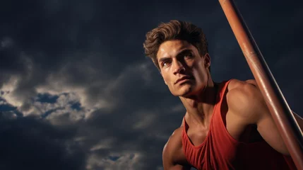 Foto op Canvas pole vaulter in mid-air generative ai © ThisDesign