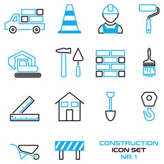 Baustelle, Hausbau, Renovierung - Icon, Symbol, Set