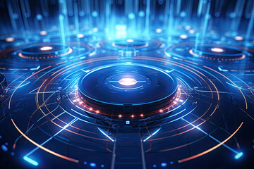 Abstract Circle and line HUD technological futuristic elements.particle data background future design.