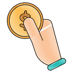 Hand with coin Finance icon Vector illustration