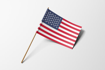 United States flag of small paper, isolated on white background - obrazy, fototapety, plakaty
