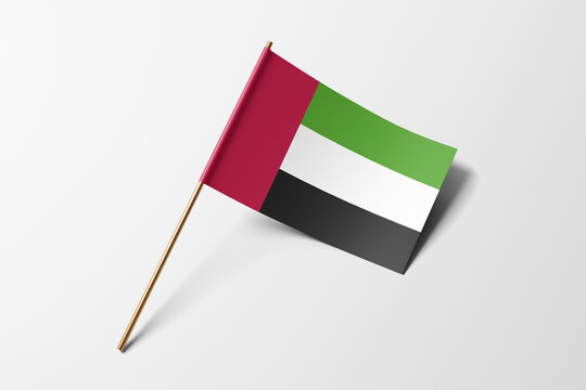 United Arab Emirates flag of small paper, isolated on white background