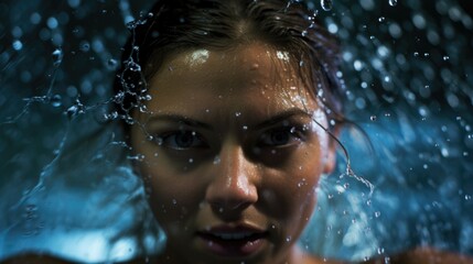 Fototapeta premium swimmer emerging from the water generative ai