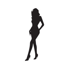 Elegant and Detailed Female Silhouette, Artfully Portraying the Modern Woman's Fashion-forward Style for Editorial Layouts and Design Concepts.