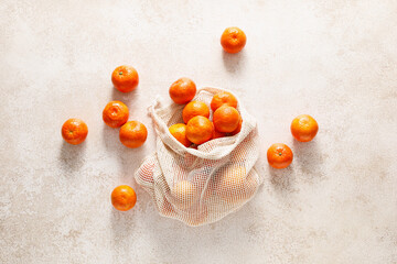 Fresh organic mandarin oranges, tangerine fruits, top view - 678761950