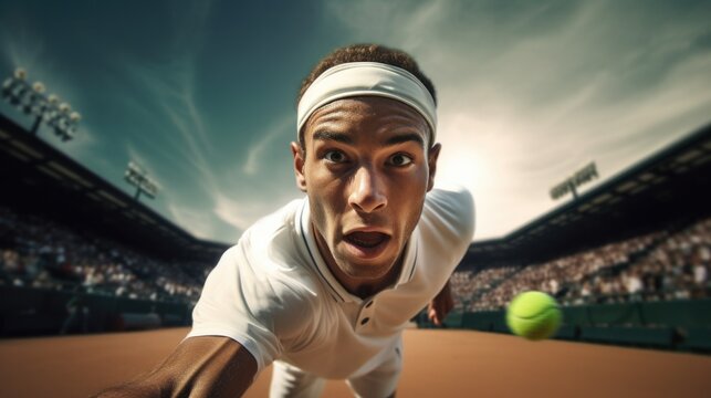 tennis player , eyes fixed on the ball generative ai