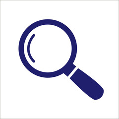 Magnifying glass vector icon on white.