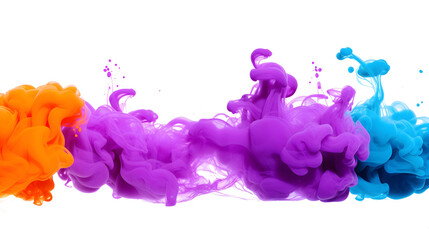 Obraz premium colorful rainbow holi paint color powder explosion, splash isolated on white background - Generative AI 