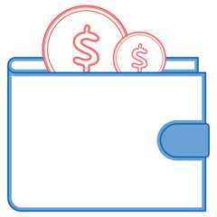 Wallet with coins Finance icon Vector illustration