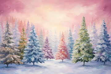 Pastel Christmas Tree Illustration